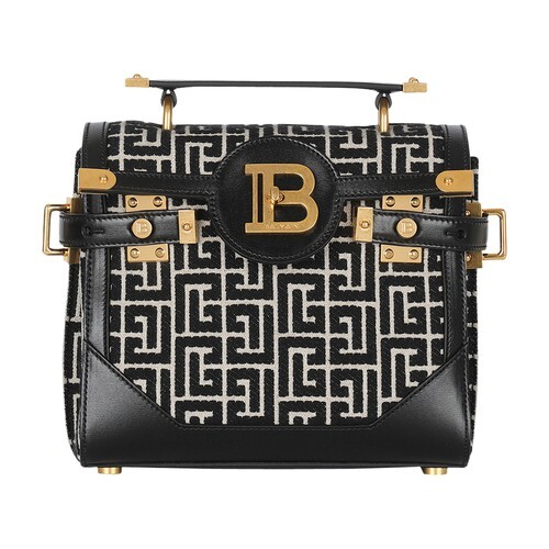 Balmain Bi-color B-Buzz 23 bag with leather insert in black