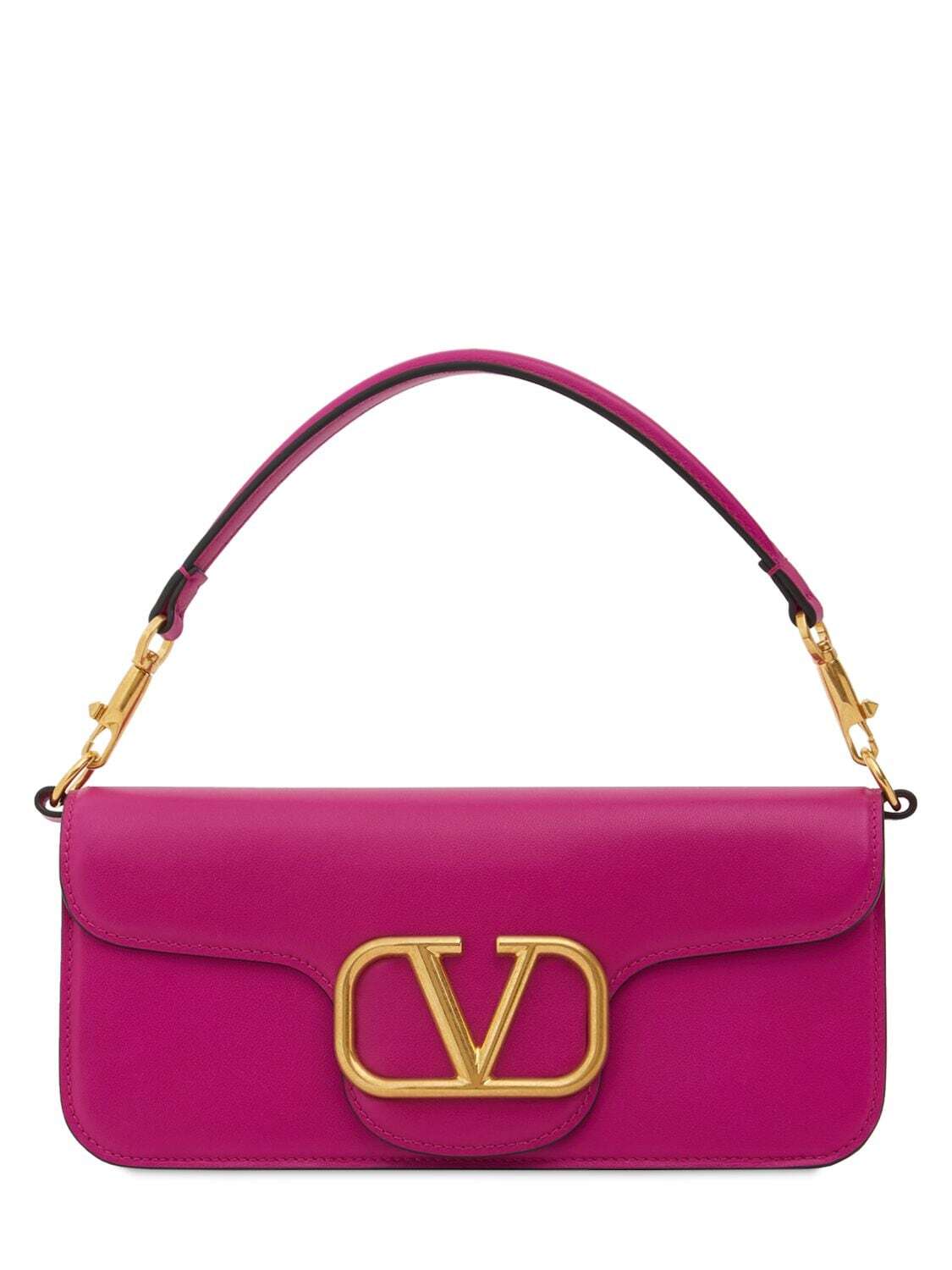 VALENTINO GARAVANI Locò Leather Shoulder Bag in rose / violet