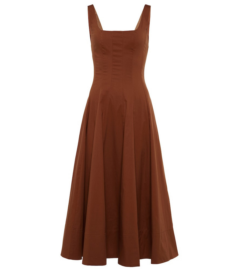 Staud Wells cotton midi dress in brown