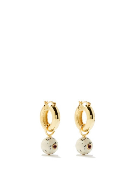 Lizzie Fortunato - Dragon Fruit Rhodolite Gold-plated Hoop Earrings - Womens - White Multi