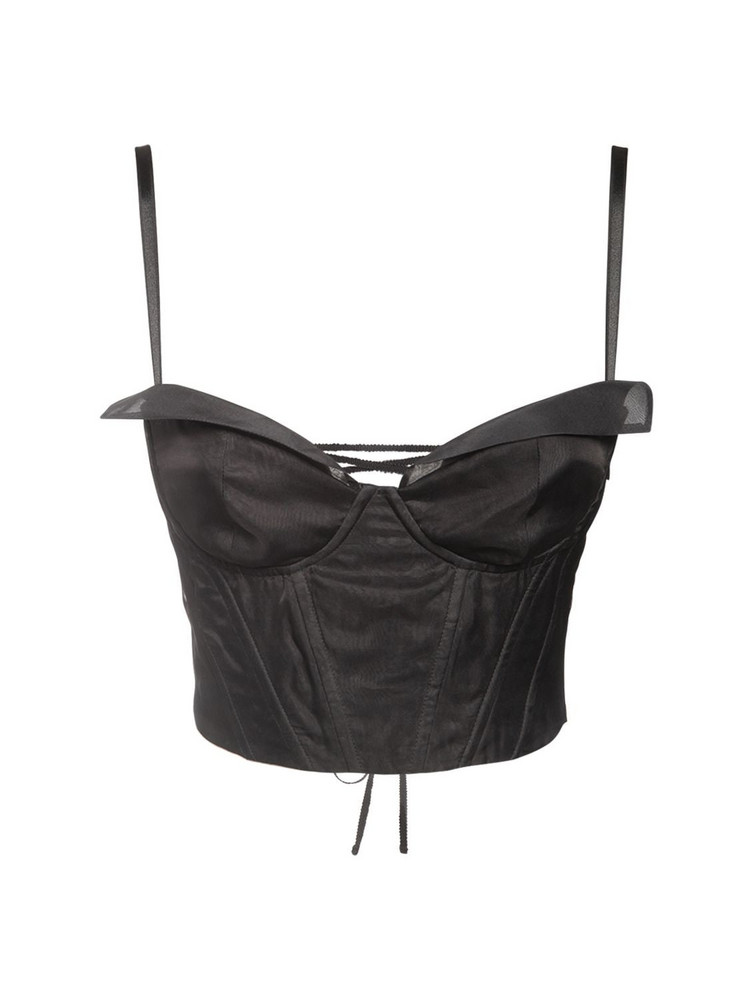 BROCK COLLECTION Silk Organza Crop Top W/ Lace-up Back in black