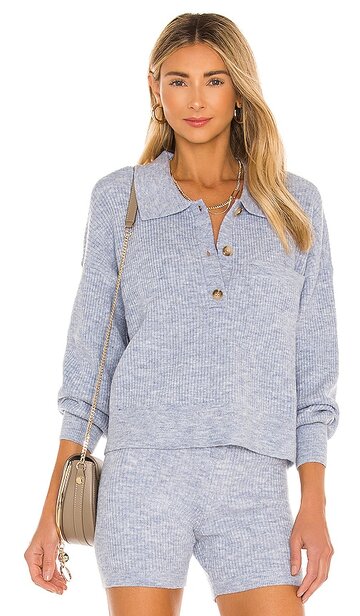 song of style amanda oversized knit polo in blue