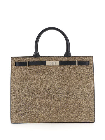 Borbonese Tote Bag With Op Motif And Contrasting Details in nero