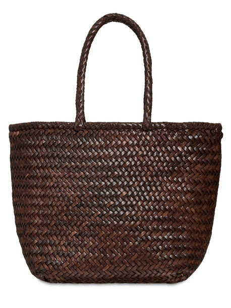 DRAGON DIFFUSION Grace Small Woven Leather Basket Bag in brown