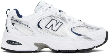 new balance white & navy 530 sneakers