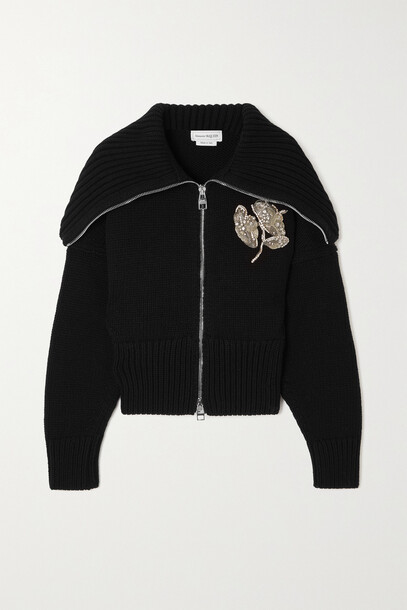 Alexander McQueen - Embellished Wool And Cashmere-blend Cardigan - Black