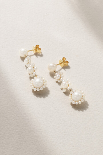sophie bille brahe - fleur jeanne 14-karat recycled gold pearl earrings - one size