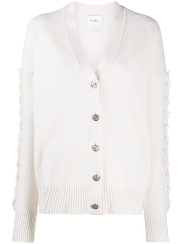 barrie thistle-knit sleeve cashmere cardigan in neutrals