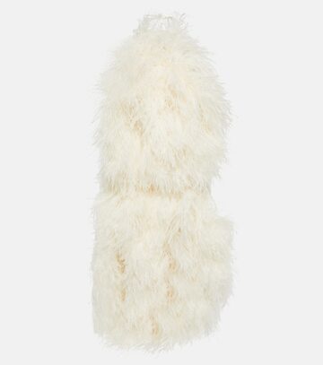 david koma feather-trimmed cady minidress in white