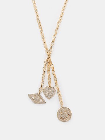 sydney evan - heart diamond & 14kt gold necklace - womens - gold multi