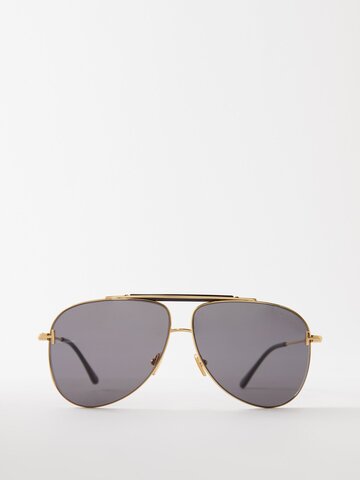 tom ford eyewear - brady aviator metal sunglasses - womens - grey gold