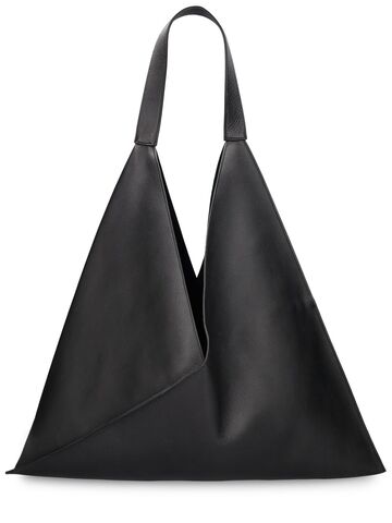 khaite sara leather tote bag in black