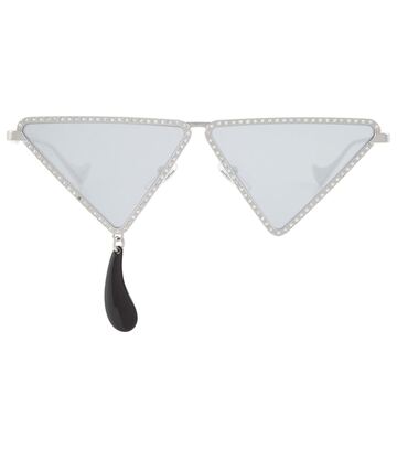 gucci crystal-embellished triangular sunglasses in silver