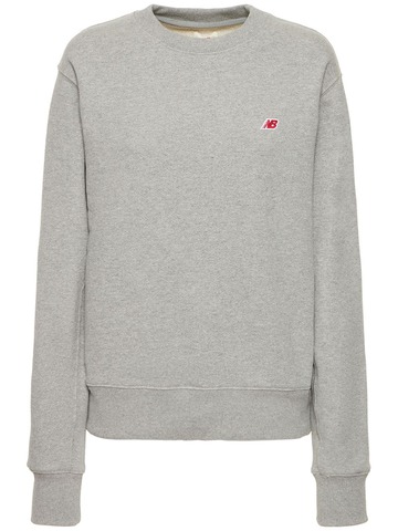 NEW BALANCE Logo Cotton Crewneck Sweatshirt in grey