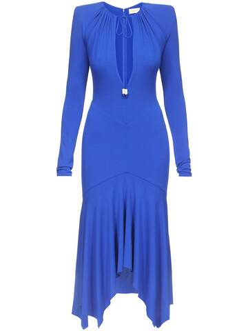 ALEXANDRE VAUTHIER Jersey Long Sleeve Midi Dress in blue