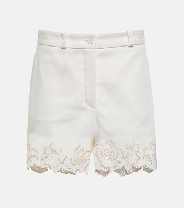 elie saab embroidered cotton shorts in white