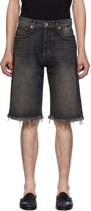 rhude black frayed denim shorts