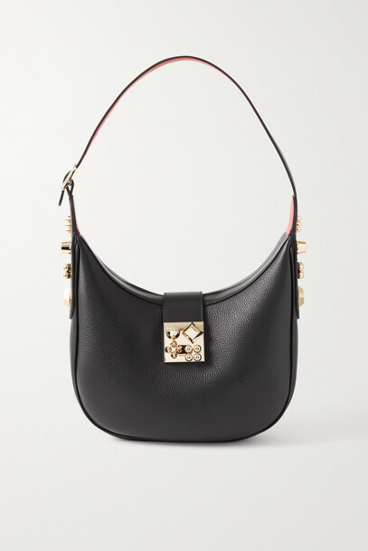 Christian Louboutin - Carasky Medium Embellished Textured-leather Shoulder Bag - Black
