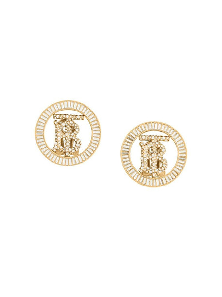 Burberry crystal-detail Monogram motif earrings in gold