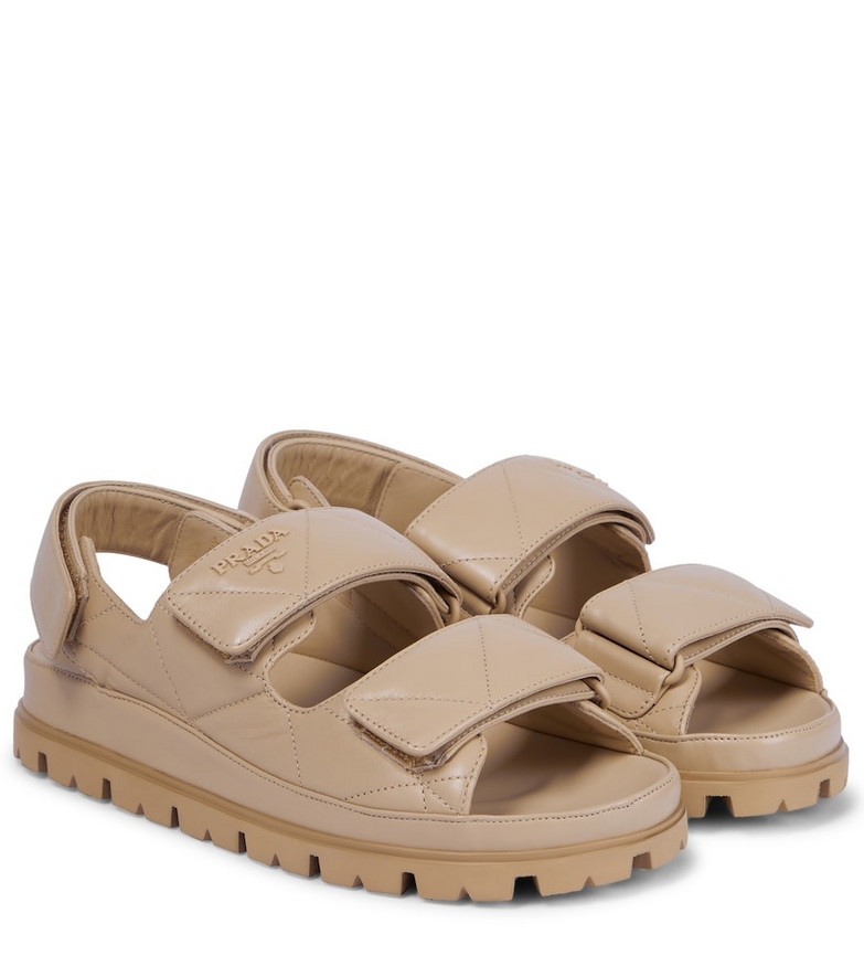 Prada Quilted leather sandals in beige