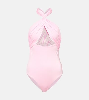 giambattista valli cutout halterneck swimsuit in pink