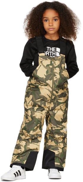 The North Face Kids Kids Beige & Green Camo Snowquest Insulated Overalls