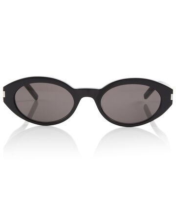 saint laurent oval acetate sunglasses in black