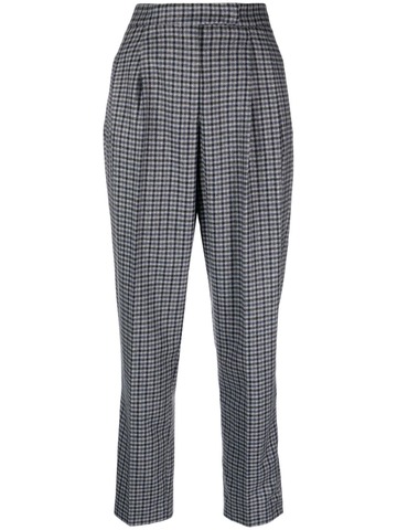 emporio armani checked high-waist tapered trousers - grey