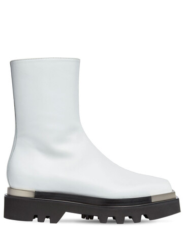 PETER DO 40mm Leather Combat Boots in white