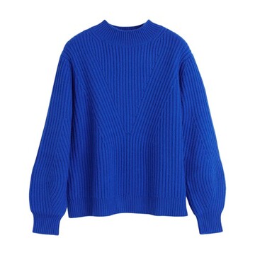 Chinti & Parker Blue Wool-Cashmere Curve Rib Sweater