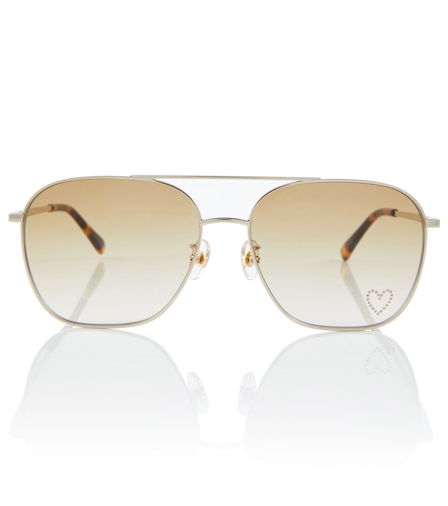 Stella McCartney Embellished aviator sunglasses in silver