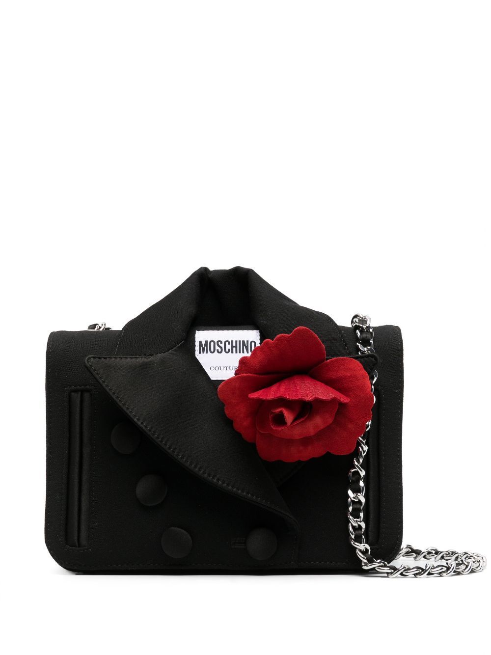 Moschino rose jacket chained bag - Black