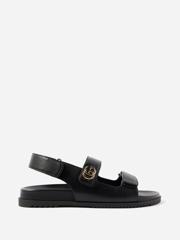 gucci - moritz open-toe leather sandals - womens - black