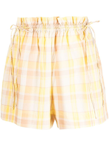 oroton check paperbag-waist shorts - yellow