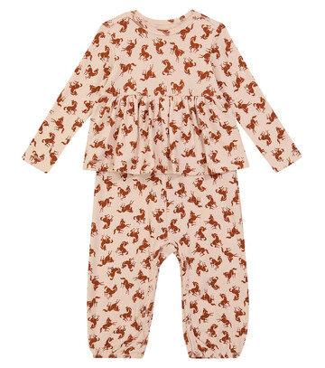 Molo Flavia horse printed cotton jumpsuit in pink