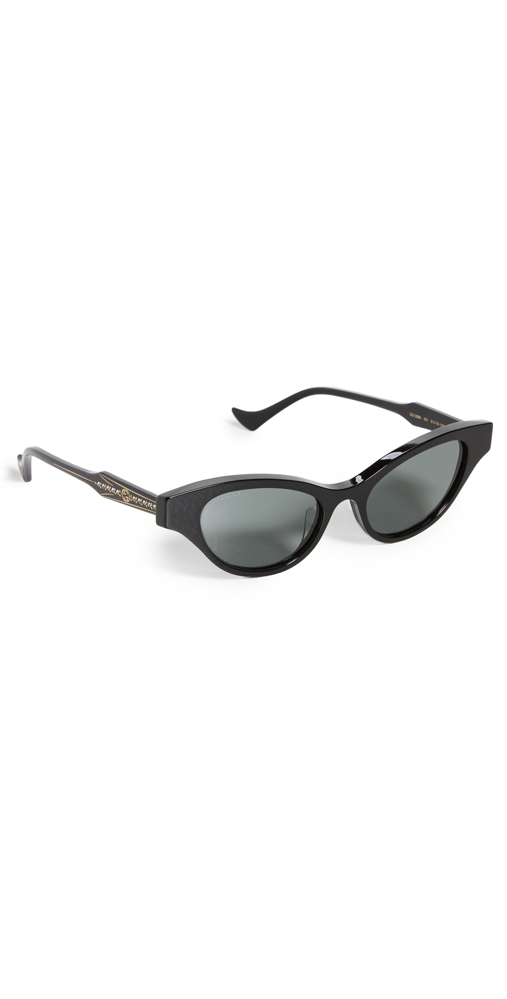 Gucci Narrow Winged Cat Eye Sunglasses Black/Black/Grey One Size