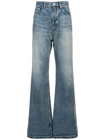 balenciaga japanese denim flared jeans in blue