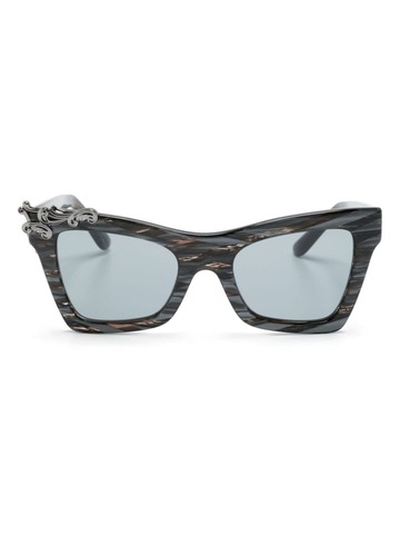 dolce & gabbana eyewear graphic-print rectangle-frame sunglasses - silver