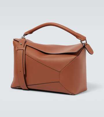 loewe puzzle large leather shoulder bag in brown