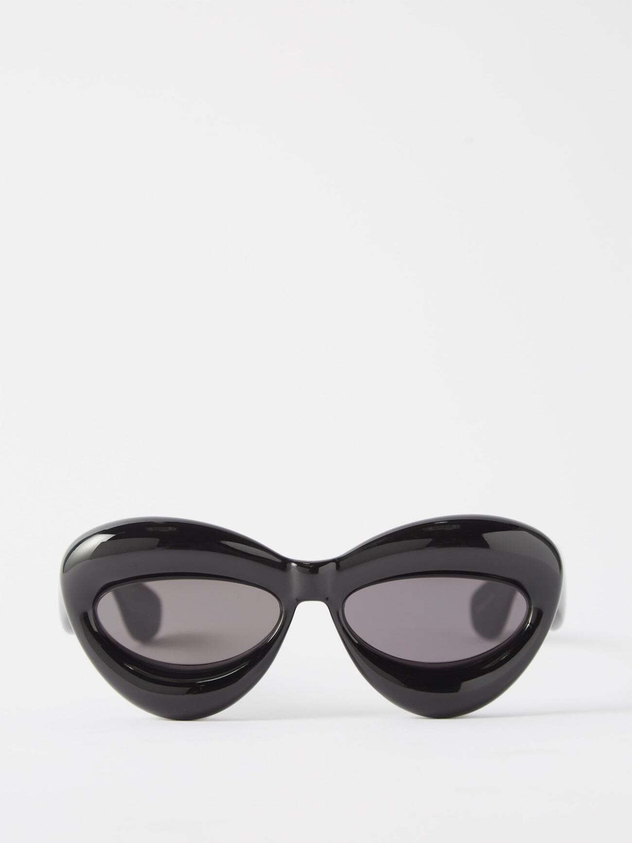 Loewe Eyewear - Inflated Cat-eye Acetate Sunglasses - Womens - Black