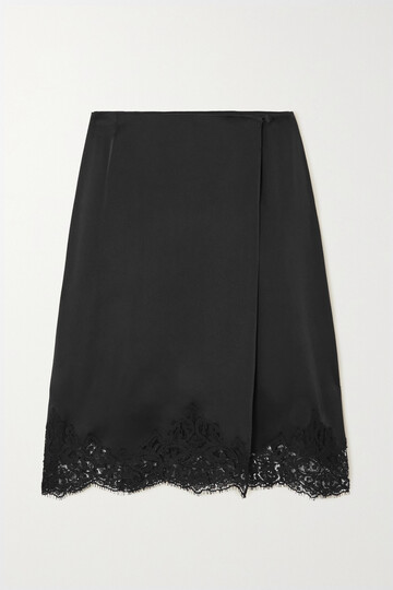 stella mccartney - + net sustain lace-trimmed satin skirt - black