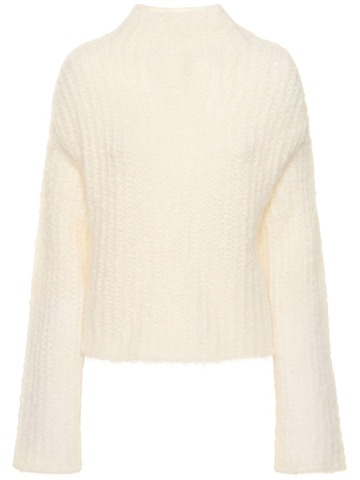 forte_forte oversized mohair blend gauze sweater in white