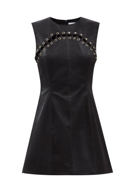 Halpern - Laced Faux-leather Mini Dress - Womens - Black