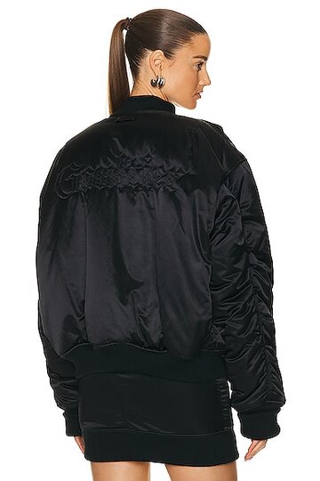 jean paul gaultier embroidered oversize bomber jacket in black