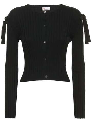 RED VALENTINO Cotton Knit Sweater W/ Bows in black