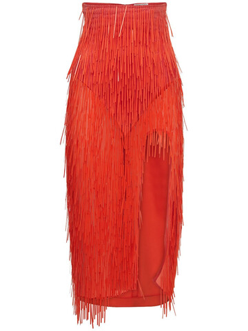 ALESSANDRO VIGILANTE Sequined Midi Skirt in orange