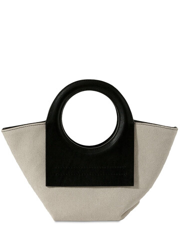 HEREU Cala Mini Canvas Top Handle Bag in black / beige
