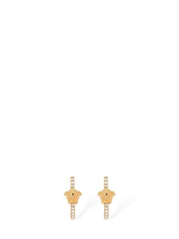 versace medusa crystal stud earrings in gold