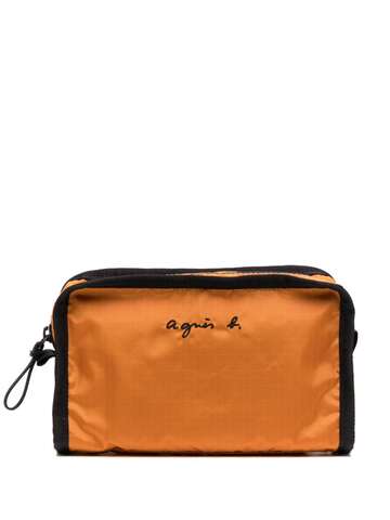 agnès b. agnès b. logo-embroidered ripstop travel bag - orange