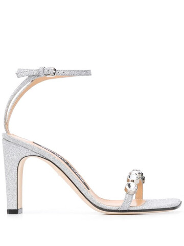 sergio rossi crystal strap sandals in silver